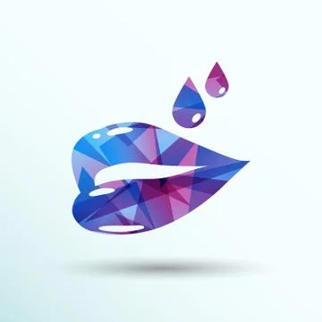 Bright red glossy lips are dripping Stock Illustration