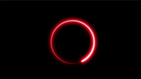 Bright red glowing circular light in dark space Stock Footage 333782207