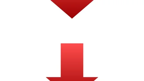 Bright Red Gradient Down Arrow Icon Moving Downwards Seamlessly on White Ba.. Stock Footage 346611627