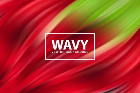 Bright red green vector waves abstract background. Floral vector illustration Stock Illustration
