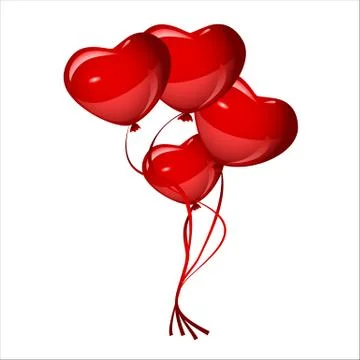 Bright red heart balloons, vector Stock Illustration