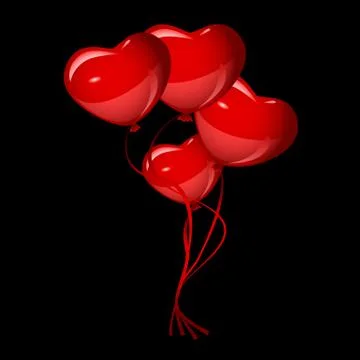 Bright red heart balloons, vector Stock Illustration