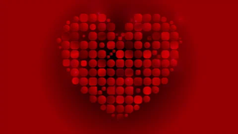 Bright red heart made of geometric elements. Valentines Day motion background Video stock 262044843