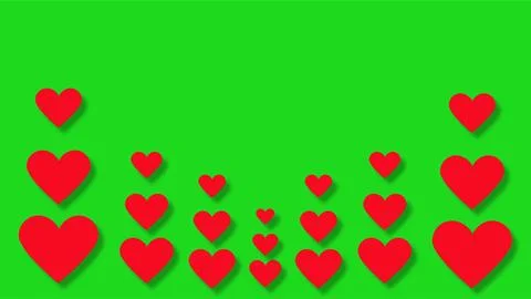 Bright red hearts forming pulse equalizer on vibrant green background for c.. Stock Illustration