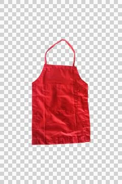 Bright Red Kitchen Apron with Pockets on Transparent Background Stock Photos