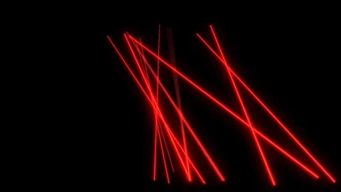 Bright red laser beams moving in black studio Stock Footage 83997285