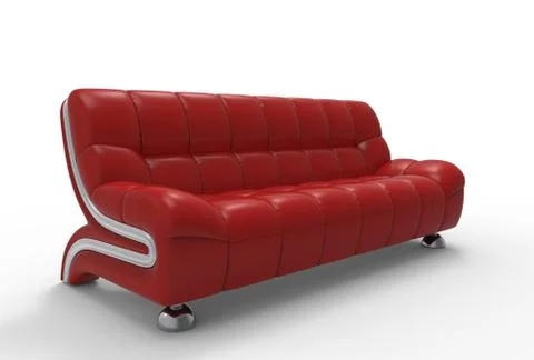 Bright Red Leather Sofa Ilustración de archivo