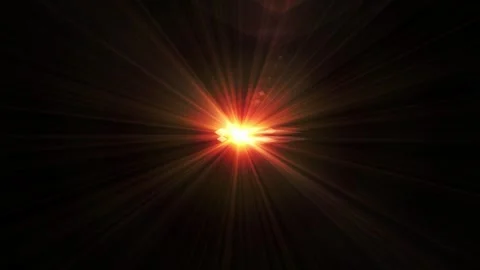 Bright red light explodes into sharp rays against a dark sky Video stock 338301786