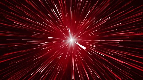 From the bright red light, fiery comets fly. Animation of abstract explosion in Stock Footage 261875827
