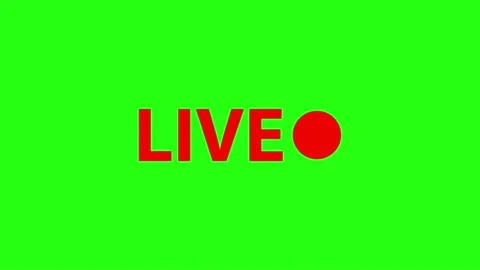 Bright red live broadcast text icon loop animation appearing on green screen Stock Footage 318537748