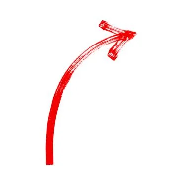 Bright red marker arrow pointing right direction. red png arrow isolated on Stock Illustration