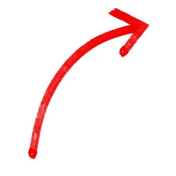 Bright red marker arrow pointing right direction. red png arrow isolated on Stock Illustration
