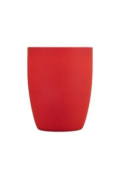 Bright red mug without a handle close-up isolated on a white background Stock Photos