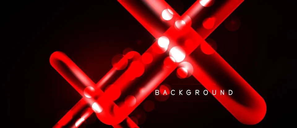 Bright red neon lines intersect over black background. Modern design, dynamic Stock Illustration