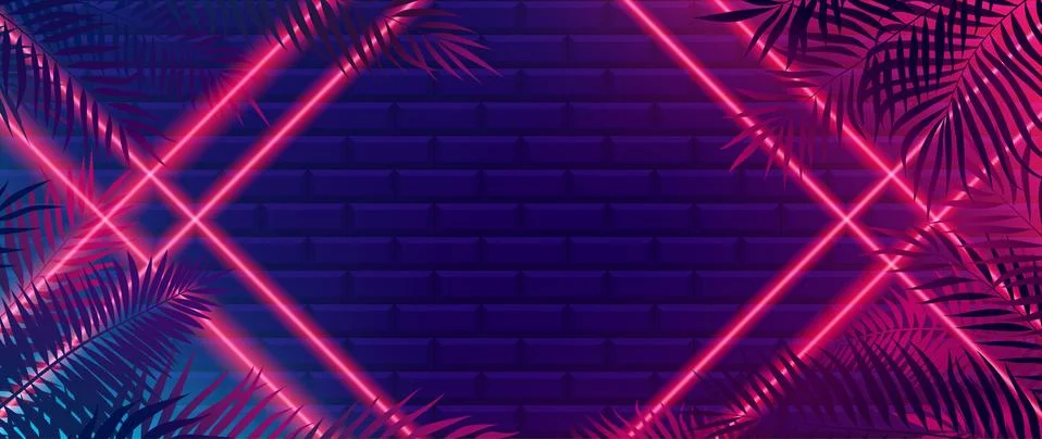 Bright red neon rays intersect to form a frame, futuristic background with ti Stock Illustration