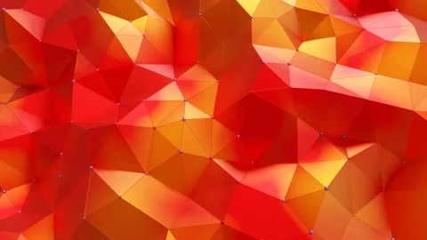 A bright red-orange low poly plane with spheres at the vertices slowly deforms.  Stock Footage 156207488