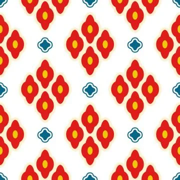 Bright red ottoman rhombuses repeat vector pattern. 스톡 일러스트