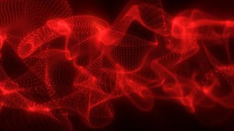 Bright red particles create an energetic digital flow, forming a vivid mesh.. 스톡 일러스트