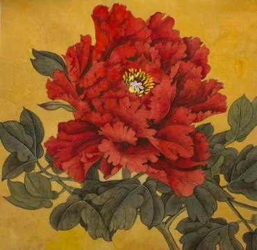 Bright red peony Stock Illustration