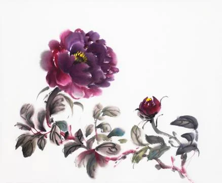 Bright red peony Stock Illustration