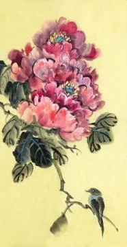 Bright red peony Stock Illustration