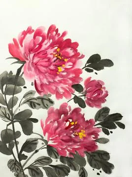 Bright red peony Illustrazione stock