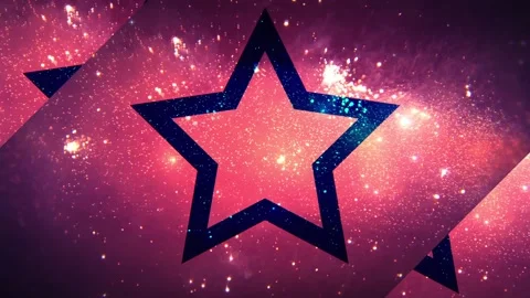Bright Red Pink Space with Blue Growing Star Motion Background Stock Footage 143104584
