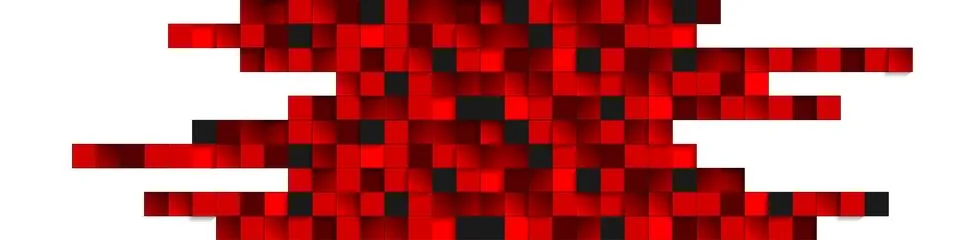 Bright red pixel cubes abstract background in red black gradient tones Stock Illustration