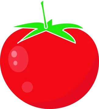Bright red pomodor on a white background. Editable vegetable object. Single Ilustración de archivo