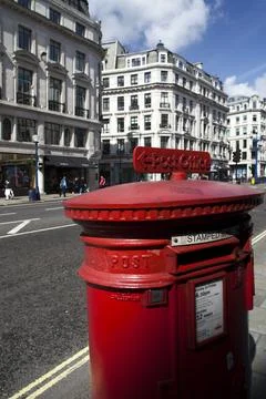 Bright Red Post Box on Regent Street in Westminster, London During Daylight Stock Photos