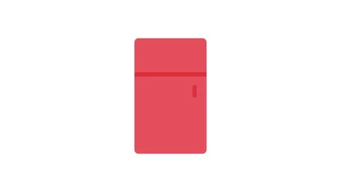 A bright red refrigerator set against a solid black background, showcasing .. 스톡 동영상 332904858