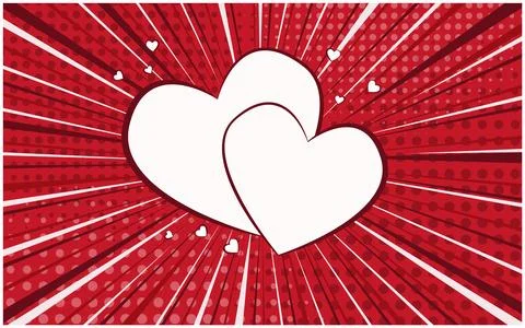 Bright red retro comic speech bubble with hearts Stock Illustration