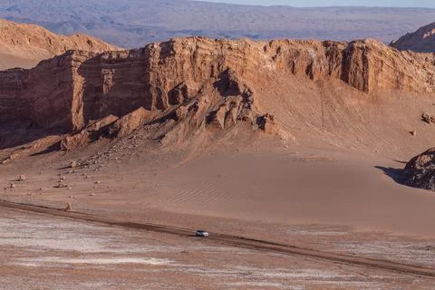 A bright red rock formations in the middle of the Valley of the Moon, Valle d Stock Photos
