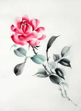 Bright  red rose Stock Illustration