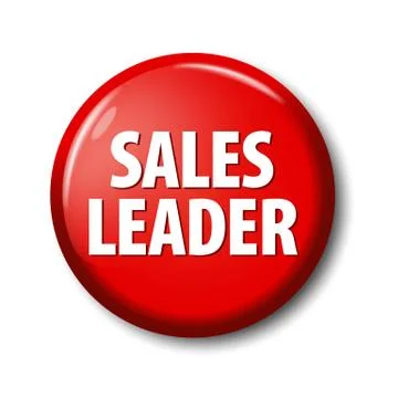 Bright red round button with word 'Sales leader' Stock Illustration