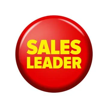 Bright red round button with word 'Sales leader' Stock Illustration