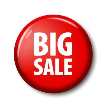 Bright red round button with words 'Big Sale' 스톡 일러스트