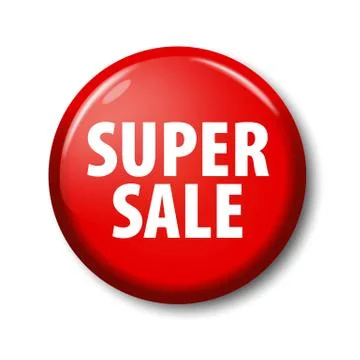 Bright red round button with words 'Super Sale' Stock Illustration