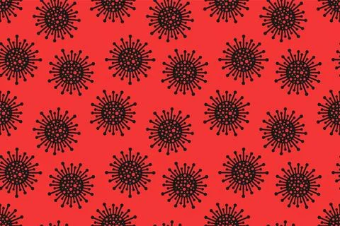 Bright red seamless aggressive virus pattern. Pandemic health danger background Stock Illustration