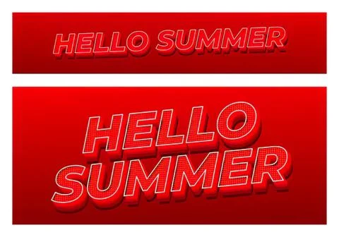 Bright red sign with hello summer message for summer fun Stock Illustration