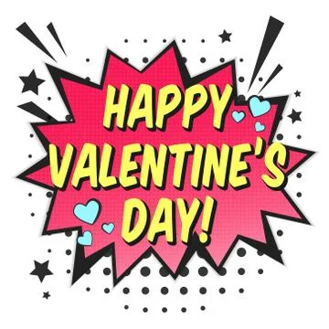 Bright red speech bubble with HAPPY VALENTINES DAY Illustrazione stock