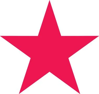 Bright Red Star Shape, Simple Graphic Element on White Background Stock Illustration