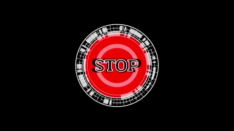 Bright red stop sign on black background emphasizes traffic safety and awar.. Stock Footage 332846641