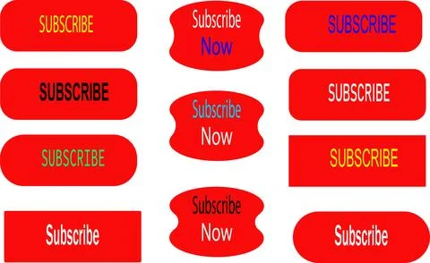 Bright Red Subscribe Button Vector Set for YouTube, Blog, Video Channels Stock-Illustration