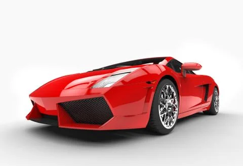 Bright Red Supercar Closeup Stock Illustration
