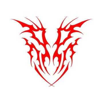 Bright red symmetrical pattern in neo-tribal style. イラスト素材