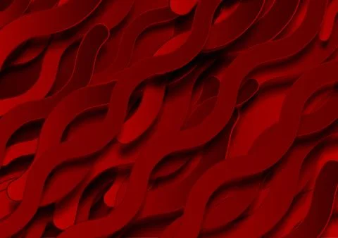 Bright red wavy stripes tech abstract background Stock Illustration