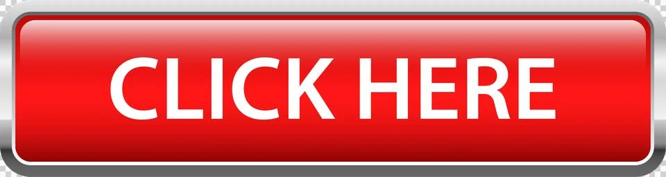 A bright red web button with the words "CLICK HERE" displayed in bold white.. Stock Illustration