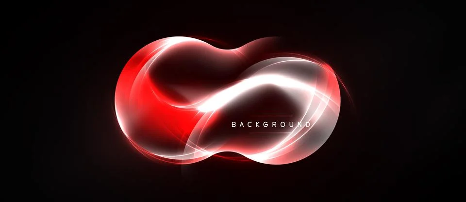 Bright red, white abstract shape resembling infinity symbol. Dark background Stock Illustration