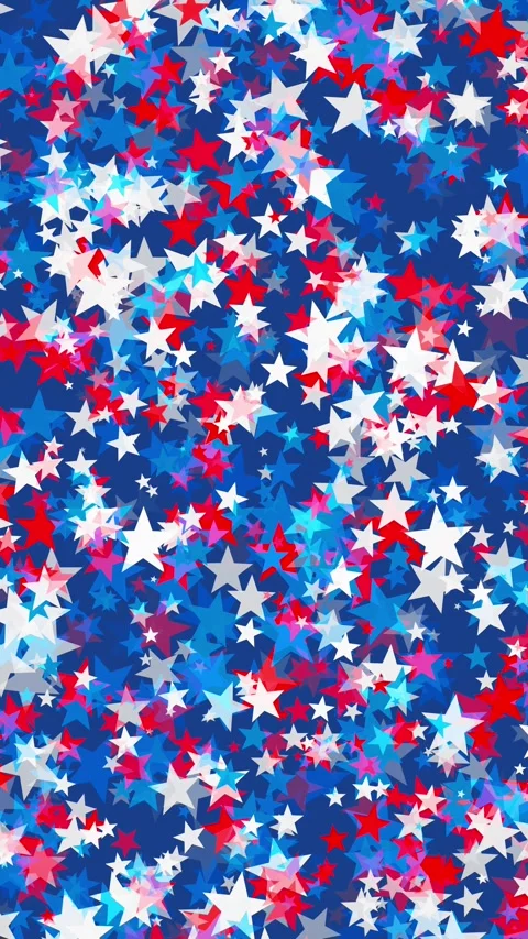 Bright red white and blue stars floating over blue background for USA celeb.. Stock Footage 282481445